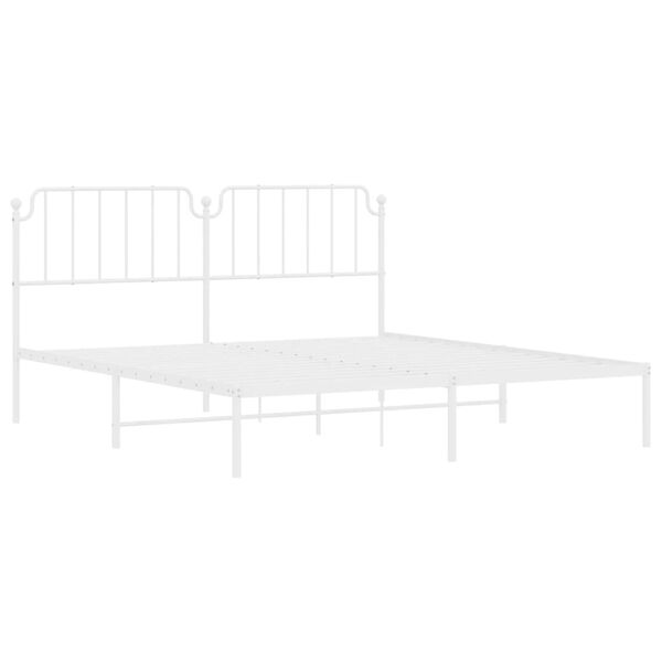 vidaXL Bedframe met hoofdbord metaal wit 160x200 cm