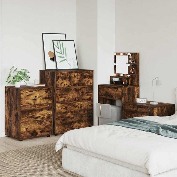 vidaXL Opslagkasten 2 pcs Gerookt eiken 80 x 48 x 105 cm Bewerkt hout