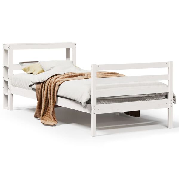 vidaXL Bedframe zonder matras massief grenenhout wit 90x190 cm