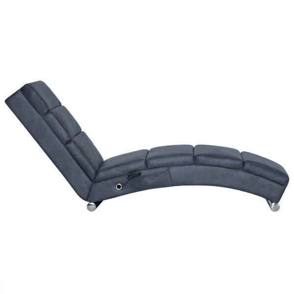 vidaXL Massage chaise longue kunstsu&egrave;de grijs