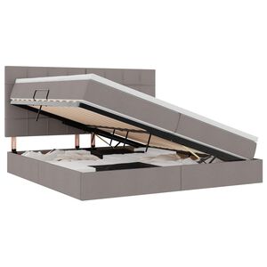 vidaXL Opslag bed met matras met matras Taupe 200 x 200 cm Polyester