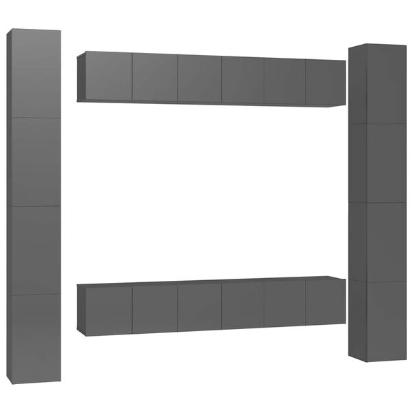 vidaXL 6-delige Tv-meubelset bewerkt hout hoogglans grijs