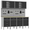 vidaXL Werk kast met lade 10 st Zwart Engineered hout en staal