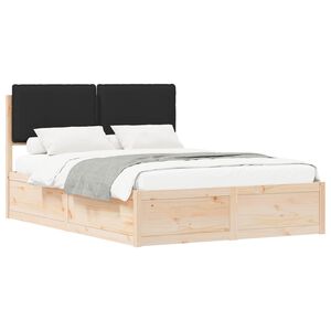 vidaXL Bedframe met Gevoerd Hoofdgedeelte Zwart 140 x 200 cm