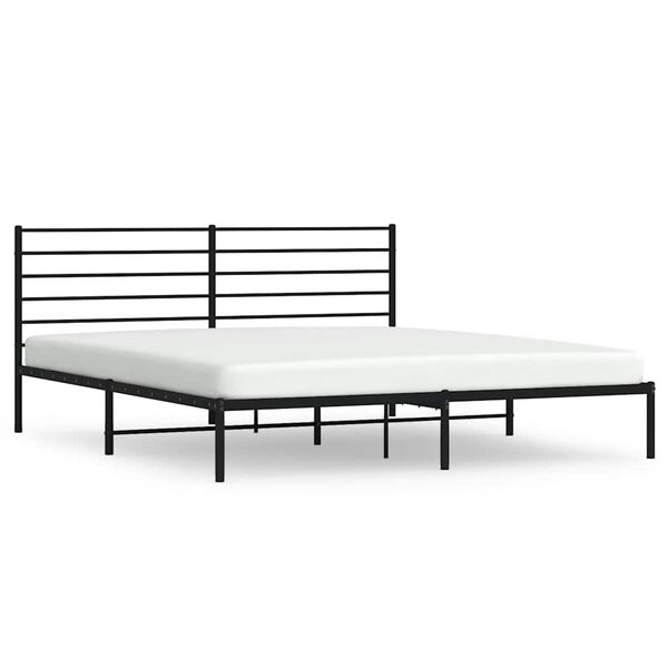 vidaXL Bedframe met hoofdbord metaal zwart 180x200 cm