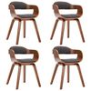 vidaXL Eetkamerstoelen 4 st stof en gebogen hout donkergrijs