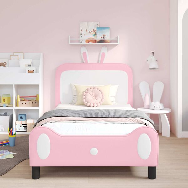 vidaXL Bedframe voor kinderen met hoofdbord Roze 80 x 200 cm PU