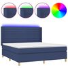 vidaXL Boxspring met matras en LED stof blauw 180x200 cm