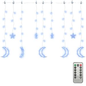 vidaXL Lichtslinger ster en maan afstandsbediening 138 LED's blauw
