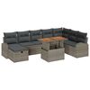 vidaXL Tuin Sofa Set 9 pcs Grijs poly rattan