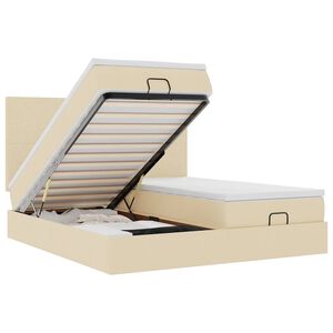 vidaXL Ottoman bed met matrassen en LED's 180x200cm stof cr&egrave;mekleurig