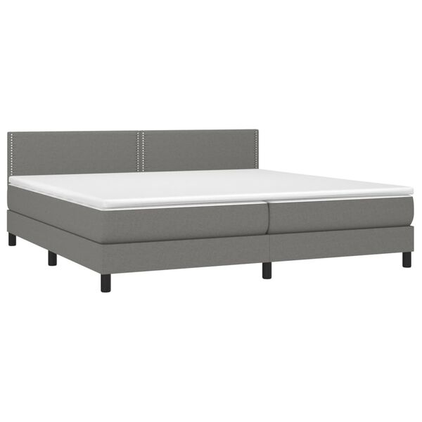 vidaXL Boxspring met matras en LED stof donkergrijs 200x200 cm