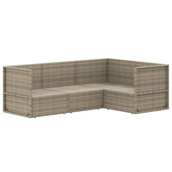 vidaXL 4-delige Loungeset met kussens poly rattan grijs