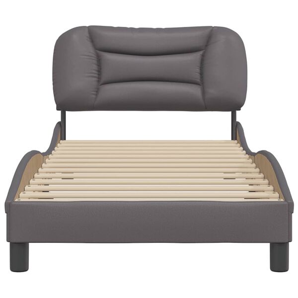 vidaXL Bedframe zonder matras "Hvar" kunstleer grijs 90x190 cm