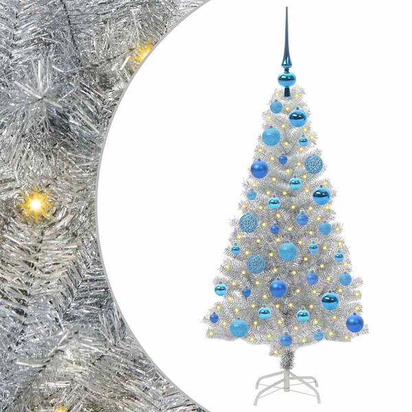 vidaXL Kerstboom met 150 LED met standaard Zilver 120 cm PET