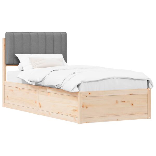 vidaXL Bedframe met Gevoerd Hoofdgedeelte Lichtgrijs 90 x 200 cm