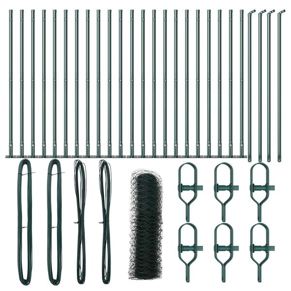 vidaXL Afrasteringspaal Groen 50 x 0,8 m (50 mm gaas) Staal en PVC