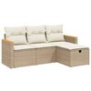 vidaXL 4-delige Loungeset met kussens poly rattan beige
