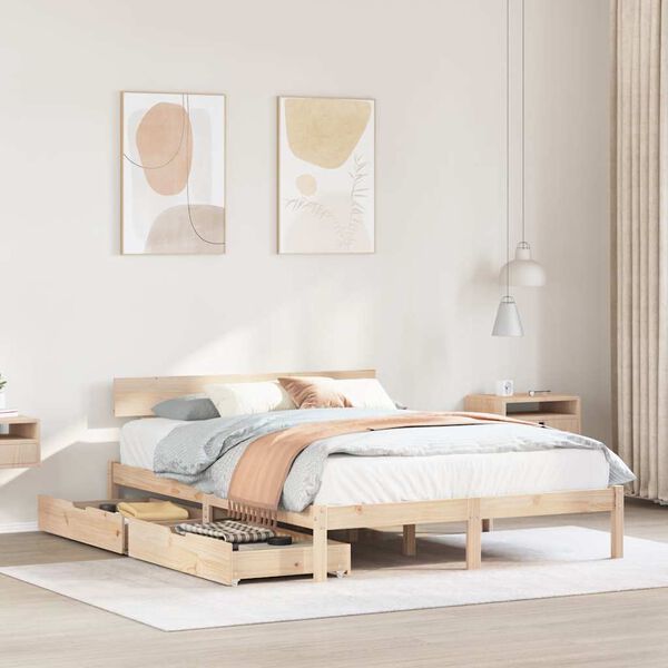 vidaXL Bedframe zonder matras massief grenenhout 140x190 cm