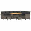 vidaXL 4-delige Tuinbankstel met kussens L-vormig poly rattan grijs