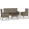 vidaXL 4-delige Loungeset met kussens poly rattan grijs