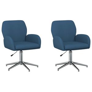 vidaXL Draaiende Bureaustoelen 2 st 54 x 58 x 90 cm Blauw Stof