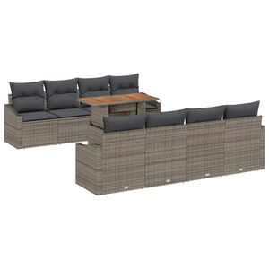 vidaXL Tuin Sofa Set met opslag 9 pcs Grijs Poly riet