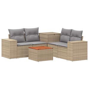 vidaXL Bankstel 6 st Beige en Licht Grijs Poly Rattan en Staal
