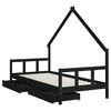vidaXL Kinderbedframe met lades 90x190 cm massief grenenhout zwart