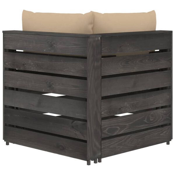 vidaXL Tuinbank 2-zits met kussens grijs ge&iuml;mpregneerd hout