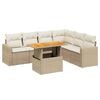 vidaXL 7-delige Loungeset met kussens poly rattan beige