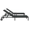 vidaXL Ligstoel met kussen 2-persoon 3 pcs Zwart poly rattan