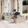 vidaXL 10-delige Loungeset met kussens poly rattan beige