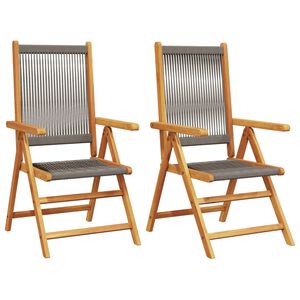 vidaXL Tuinstoelen 2 st massief acaciahout en polypropeen grijs