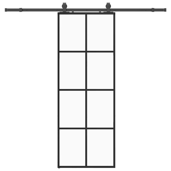 vidaXL Schuifdeur met beslagset 76x205 cm ESG glas zwart