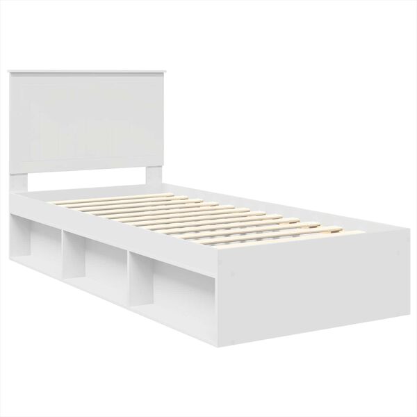 vidaXL Bedframe met hoofdeinde Wit 90 x 200 cm Massief grenenhout