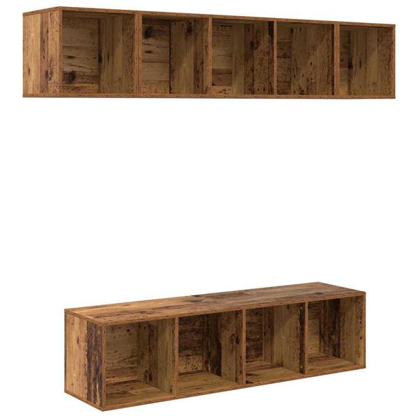 vidaXL Tv-meubelset Wandgemonteerd 4 pcs Oud Hout Bewerkt hout