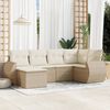 vidaXL 6-delige Loungeset met kussens poly rattan beige