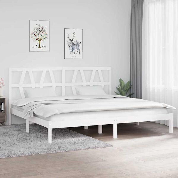vidaXL Bedframe zonder matras wit massief hout 200x200 cm