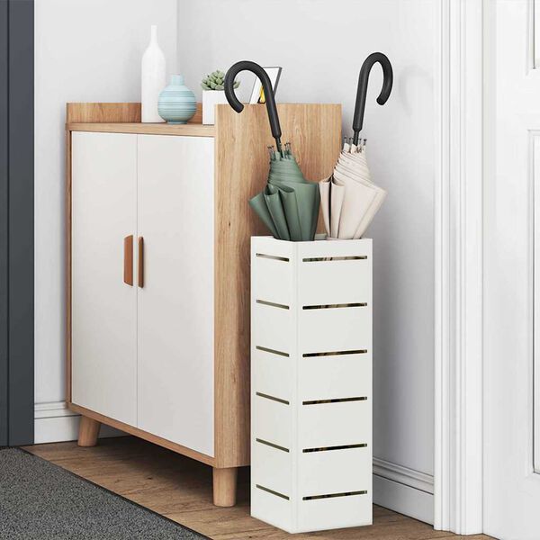 vidaXL Paraplu Standaard met opslag Wit 15,5 x 15,5 x 49 cm Staal