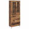 vidaXL Hoge kast met lade Oud Hout 69,5 x 34 x 90 cm Bewerkt hout