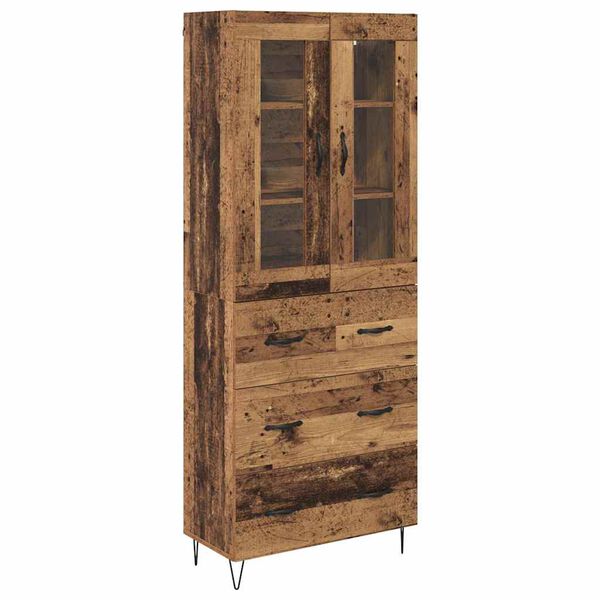 vidaXL Hoge kast met lade Oud Hout 69,5 x 34 x 90 cm Bewerkt hout