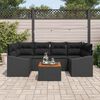 vidaXL Tuinbankenset met kussen 7 pcs Zwart poly rattan