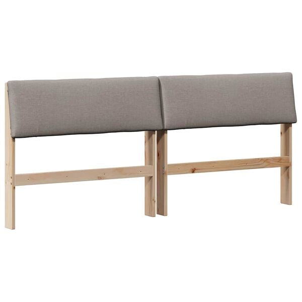 vidaXL Gestoffeerd hoofdbord Taupe 180 cm Massief grenenhout