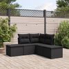vidaXL 5-delige Loungeset met kussens poly rattan zwart