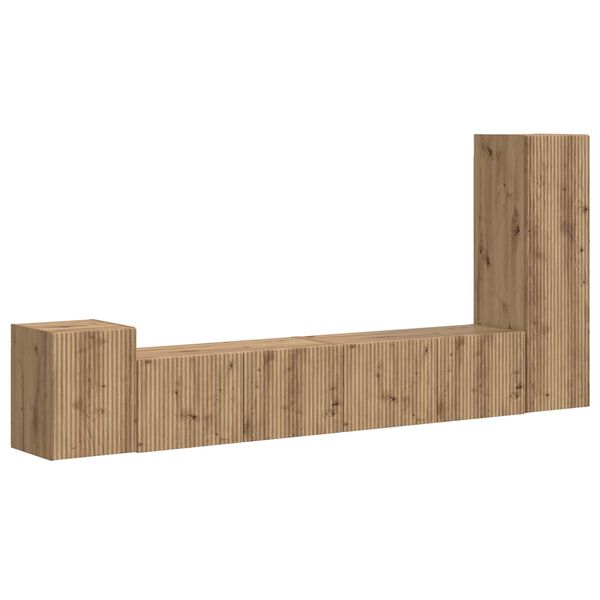 vidaXL Tv-meubelset Wandgemonteerd 3 pcs Artisan Eiken Bewerkt hout