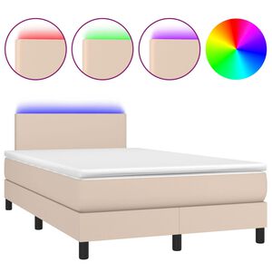 vidaXL Boxspring met matras en LED kunstleer cappuccinokleur 120x190cm