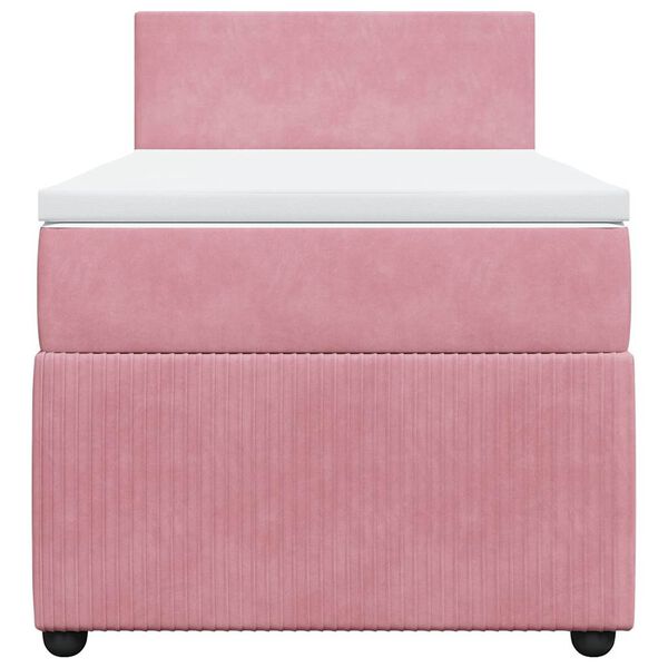 vidaXL Boxspring met matras fluweel roze 90x190 cm