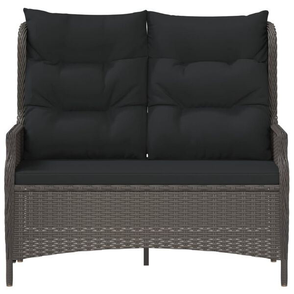 vidaXL Tuinbank 2-zits met kussens poly rattan zwart