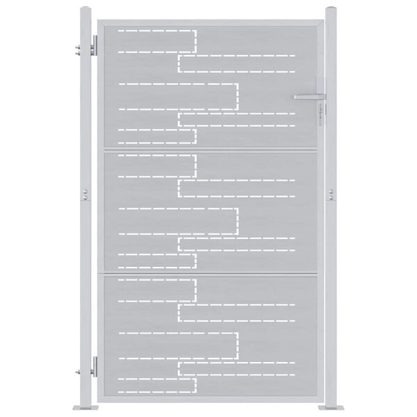 vidaXL Tuinpoort met slot Zilver 100 x 125 cm Roestvrij staal